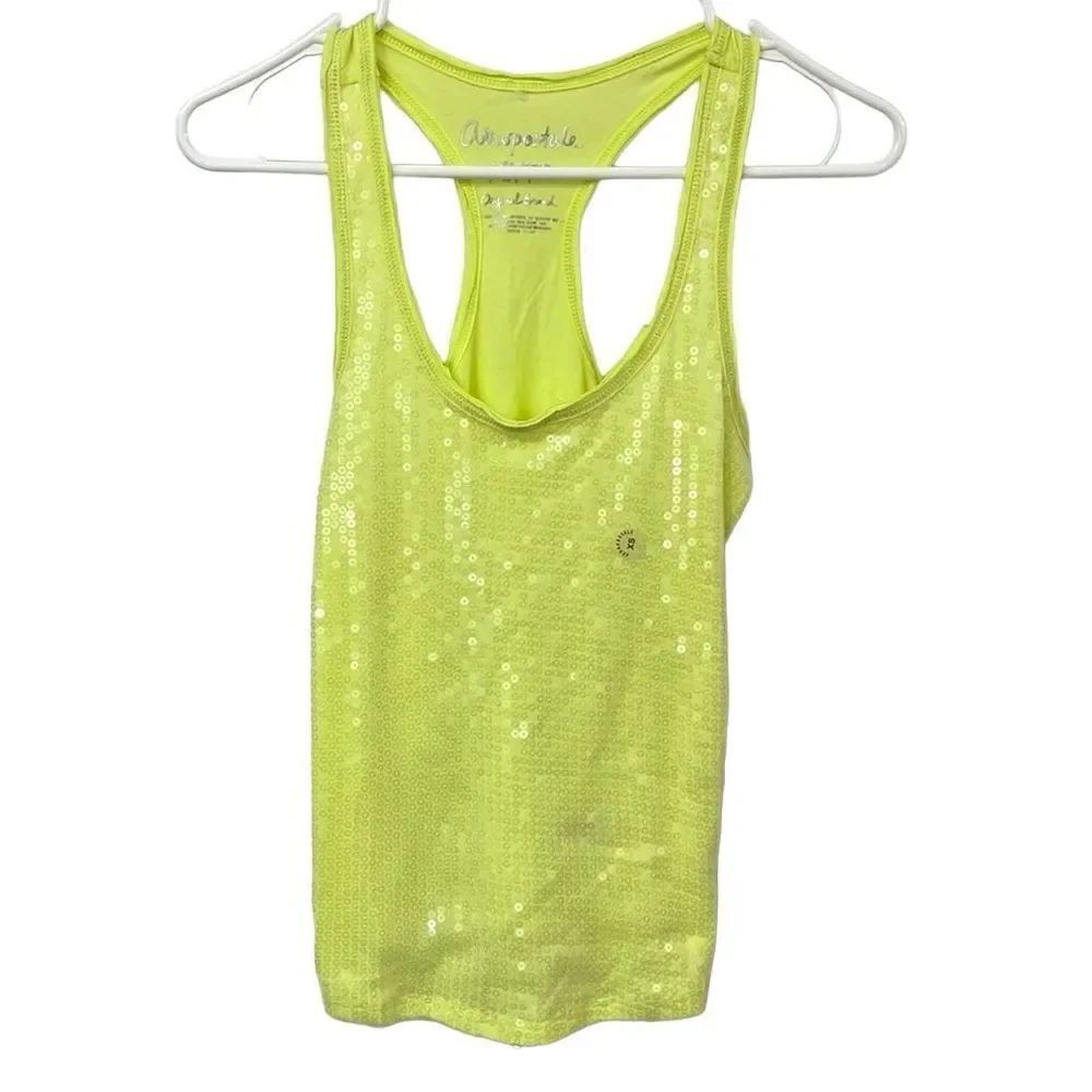 🔥4/$25 Aeropostale Sequin Tank Top Neon Yellow Size XS NEW